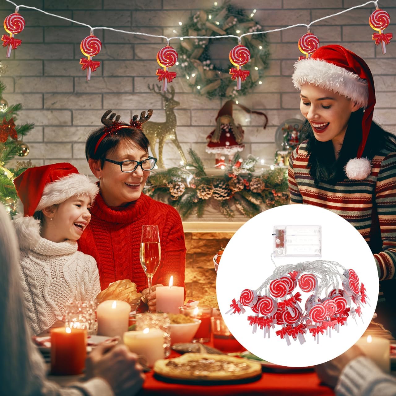 Christmas Candy String Lights 118 Inch Led Decorative String Lamp for Home Garden Party Holiday Decor Portable