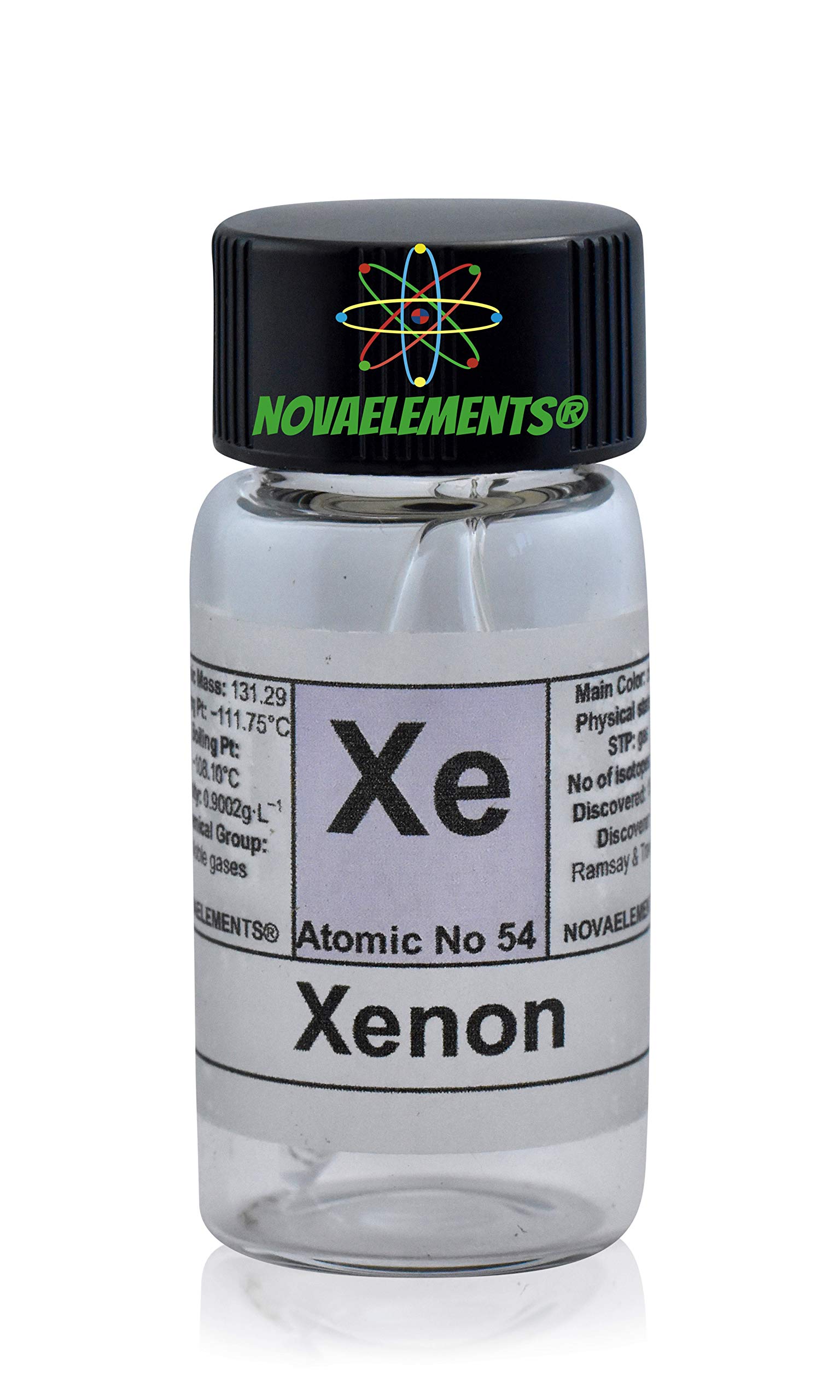 Xenon Element 54 Xe, 99.9% Pure Sample in Mini ampoule and Labeled Glass ampoule