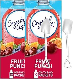 Candy Freezer Crystal-Light On The Go Drink Mix - Two (2) Pack of 10pck/0.13oz Pouches - Sugar-Free, Low-Calorie Refreshment Anytime, Anywhere and Candy Freezer Mini Metal Shovel Spoons (2 Pack, Fruit Punch) - Shovel Spoons