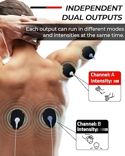 Miniatura 3 de Estimulador muscular independiente de doble canal TENS estimulador muscular AVCOO de 20 modos para aliviar el dolor con 12 almohadillas de electrodo