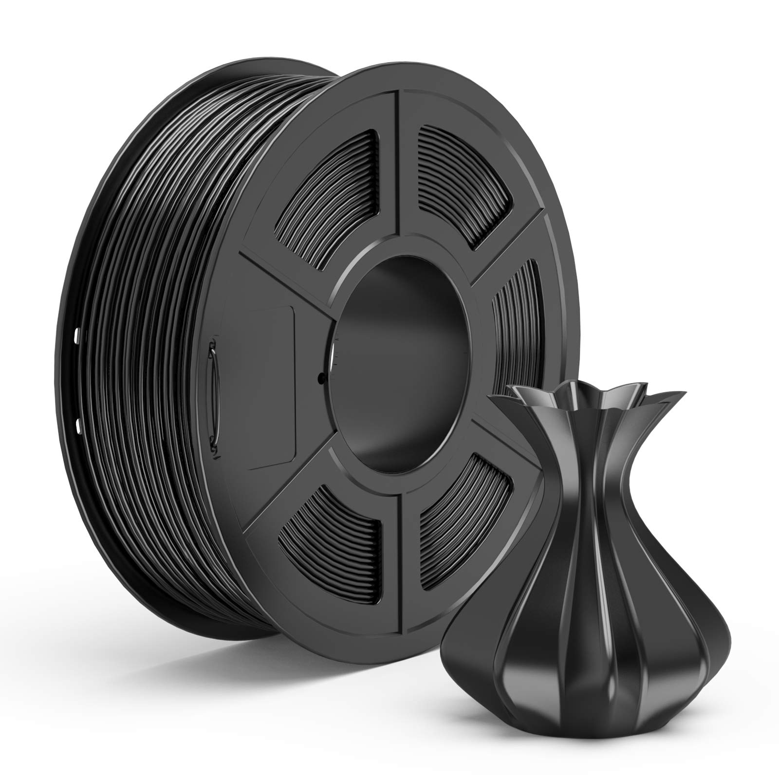 TECBEARSPLA Filament 1.75mm 3D Printer, No-Tangle, 1 Kg(2.2lbs) Spool No-Tangle 3D Printing Filament +/- 0.02 mm Tolerance Black PLA001