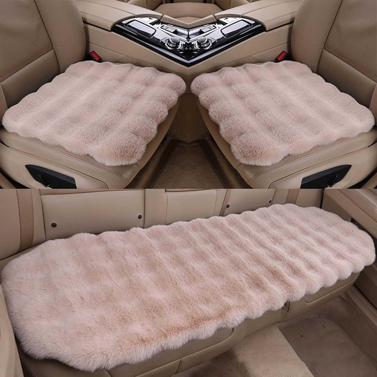 Funda de Asiento de Felpa con Tacto Suave para Toyota Handlander 5seats 2009-2014, Cojín Cálido para Conducción para Asientos Delanteros y Trasero,Khaki