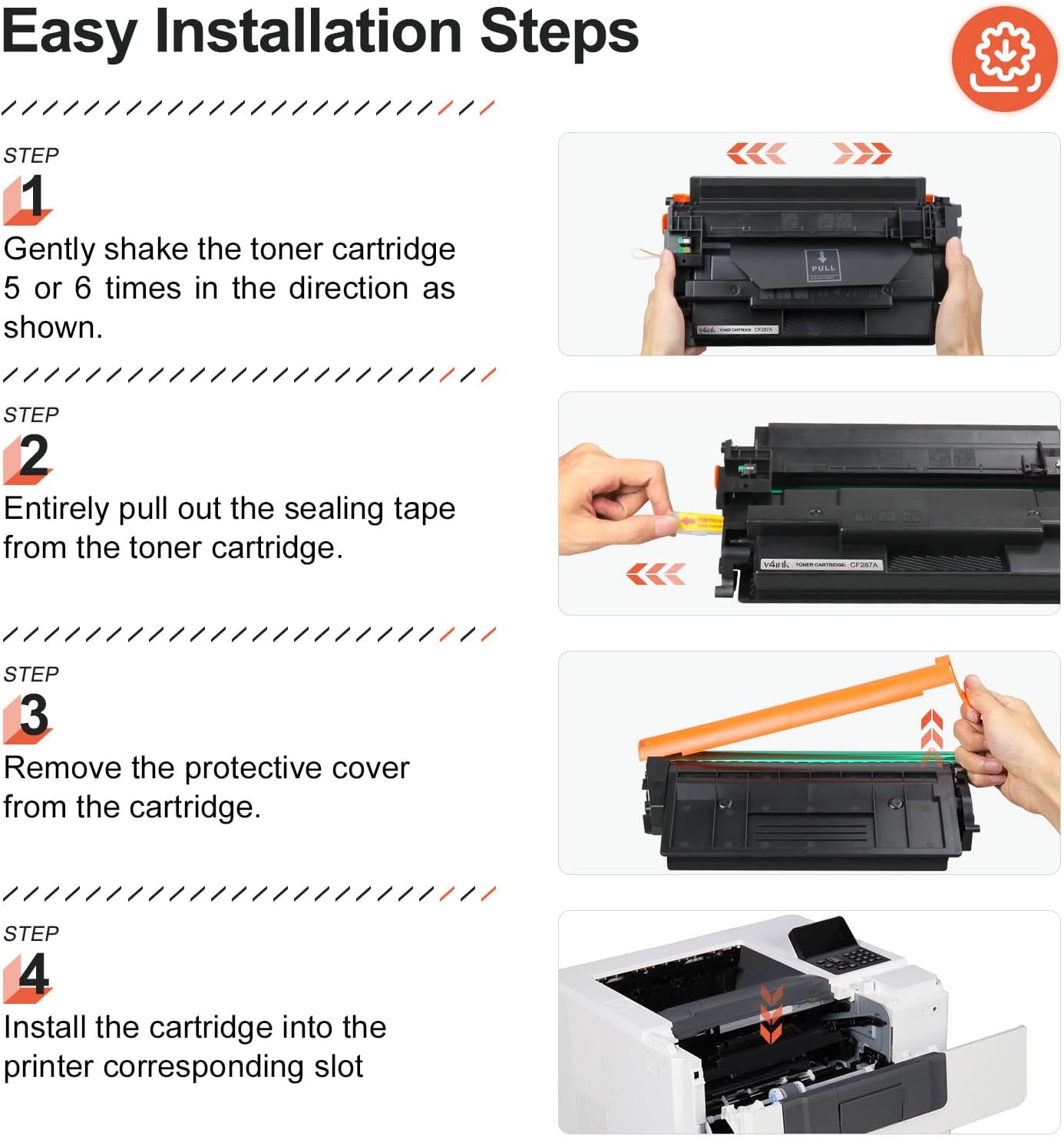 v4ink 87A CF287A Compatible Toner Cartridge Replacement for HP 87A 87X CF287X use with HP Enterprise M506 M506n M506dn M506x Pro M501n M501dn MFP M527 Printer (Black, 2-Pack)