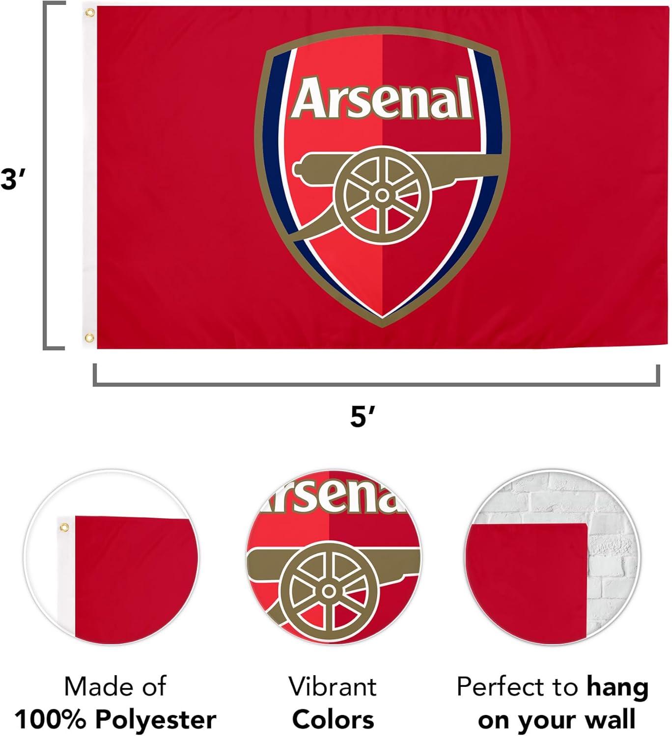 Desert Cactus Arsenal Flag FC Gunners Football Soccer 100% Polyester Indoor Outdoor 3x5 feet Banner (Flag A)