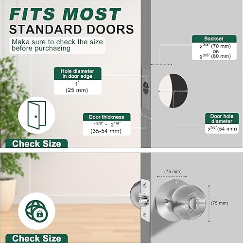 Miniatura 3 de Pomo de puerta inteligente, cerraduras de puerta de huellas dactilares para dormitorios con control de aplicación y llave, puerto tipo C, carga