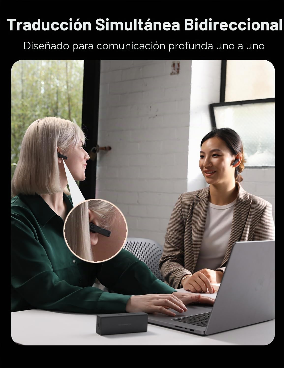 Timekettle X1 AI interpreter hub, auricular traductor bidireccional de 40 idiomas con llamadas de voz y traducción a distancia, entregando una respuesta rápida de 0,2 segundos