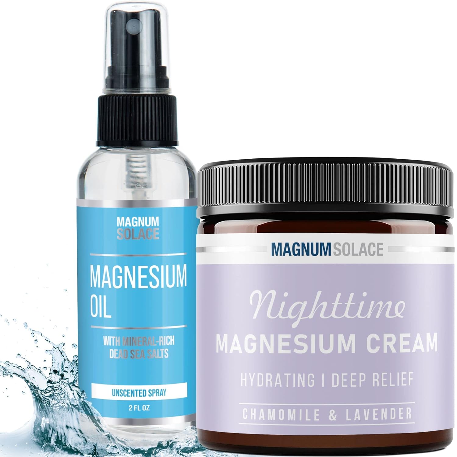 Magnesium Spray & Magnesium Cream, Chamomile & Lavender (2 Item Bundle)