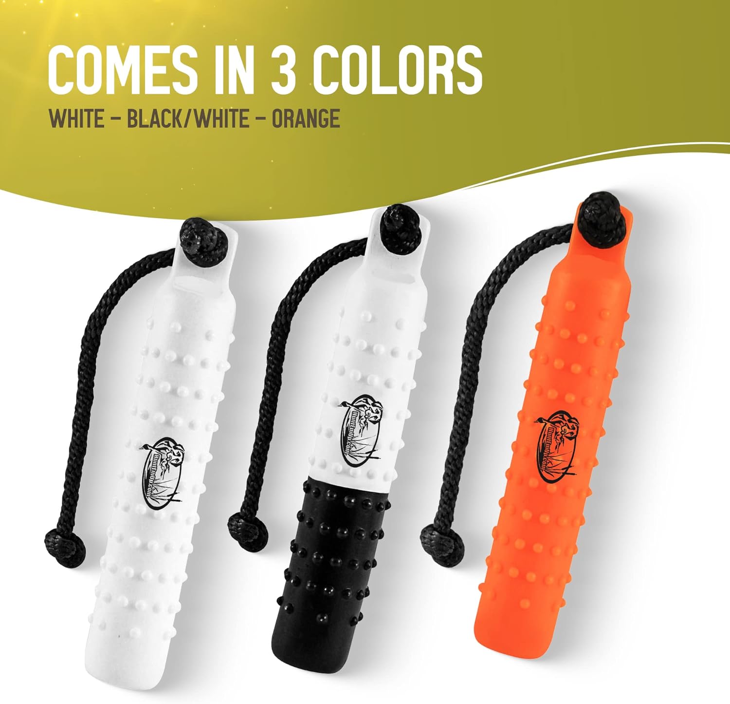 Dog Bumpers Tri-Pack, Set of 6, White, Orange, and Dual Color, Fowl, Pheasant, and Upland Dog Pheasant Fetch Toys, Soft Mouth Texture and Throw Ropes