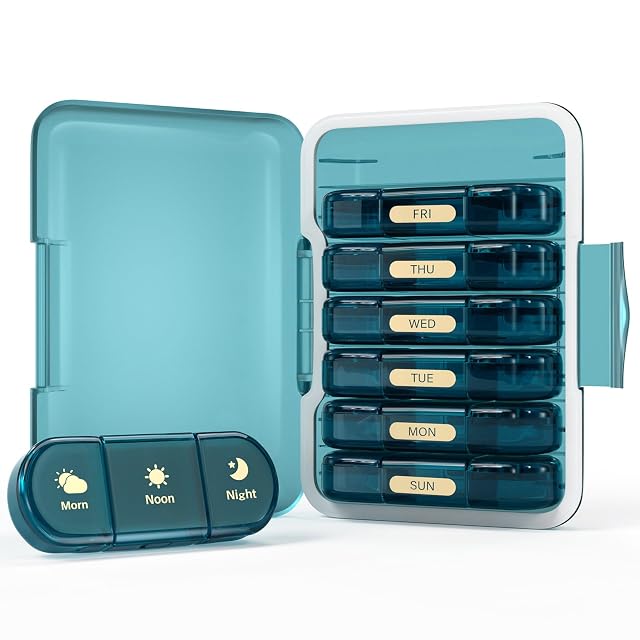 Weekly Pill Organizer 3X a Day 7 Day Pill Box 3 Times Portable for Travel Pill Case for