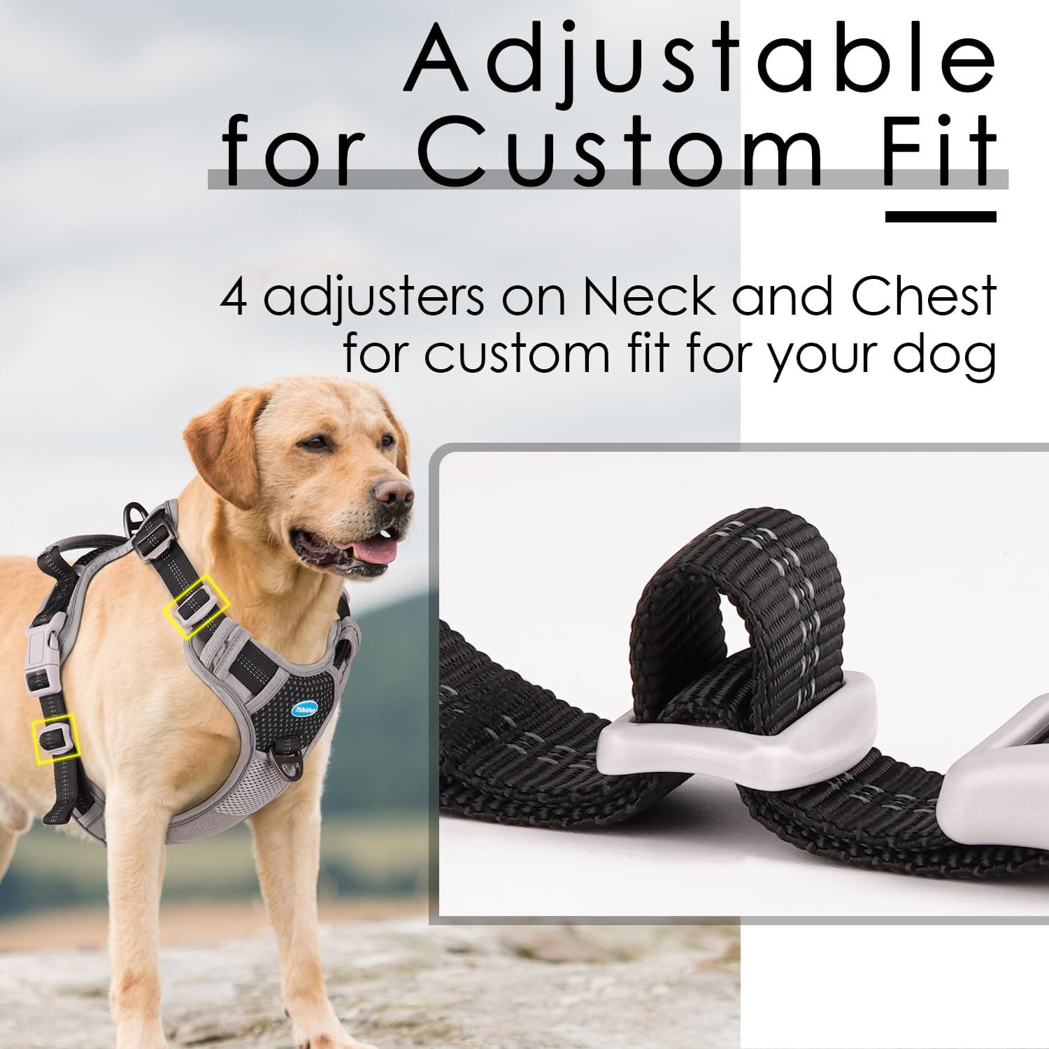 ThinkPet No Pull Harness Breathable Sport Vest with Handle-Dog Harnesses Reflective Adjustable for Medium Large Dogs
