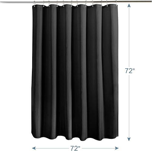 Vista 122 de AmazerBath - Cortina de baño con tejido de punto gofre, calidad hotelera, 60 x 72 pulgadas, blanco