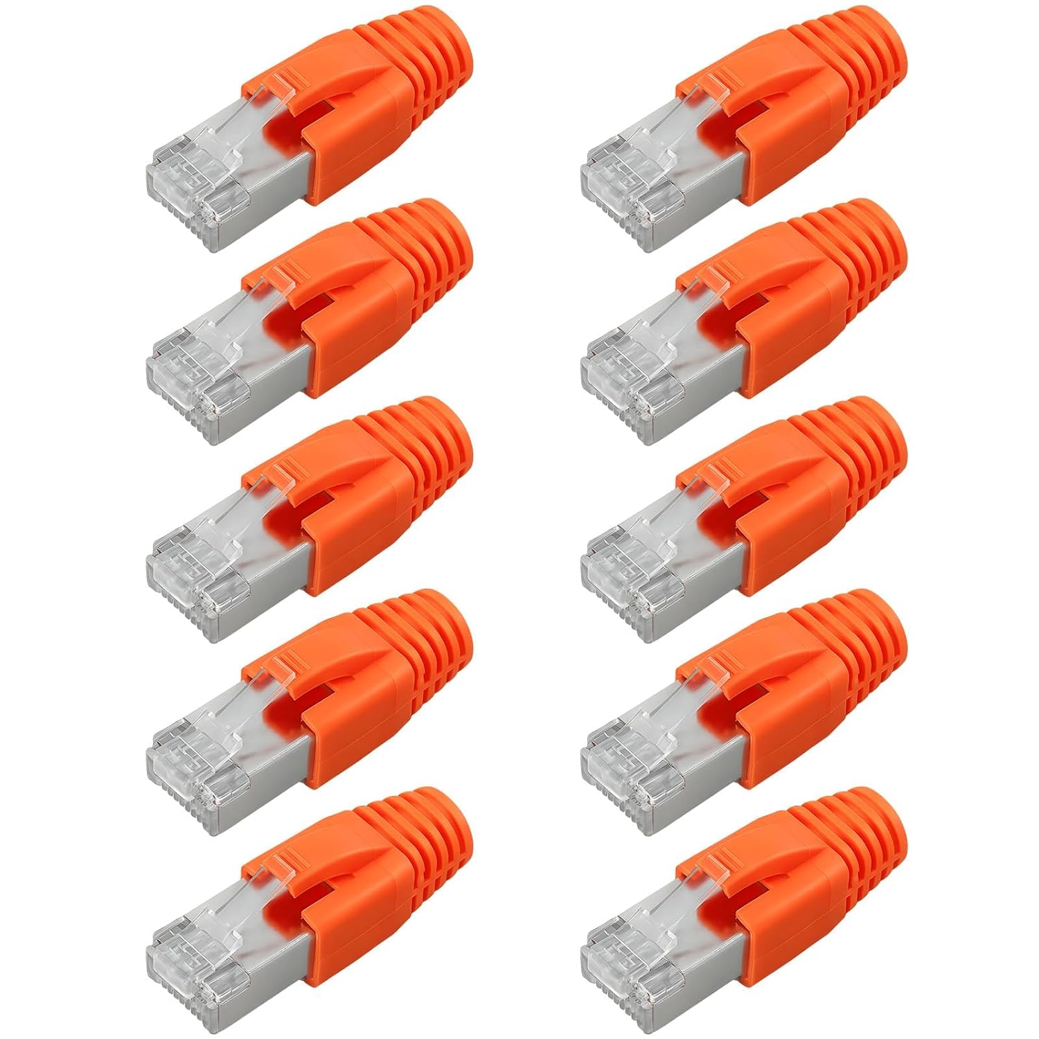10 штук, экранированные разъемы RJ45, Cat7, RJ45 проходной, Cat6A, сетевой разъем PoE 10 Гбит/с, обжимные разъемы с защитой от иск