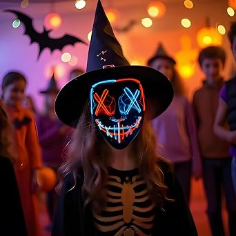 AMANKA Halloween LED Light-Up Mask,Scary Glowing Mask for Halloween Costume Cosplay Party,Festival, Costume Parties