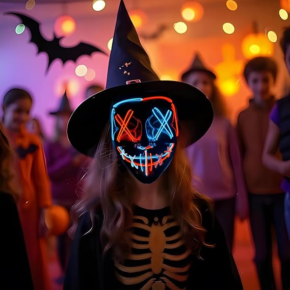AMANKA Halloween LED Light-Up Mask,Scary Glowing Mask for Halloween Costume Cosplay Party,Festival, Costume Parties