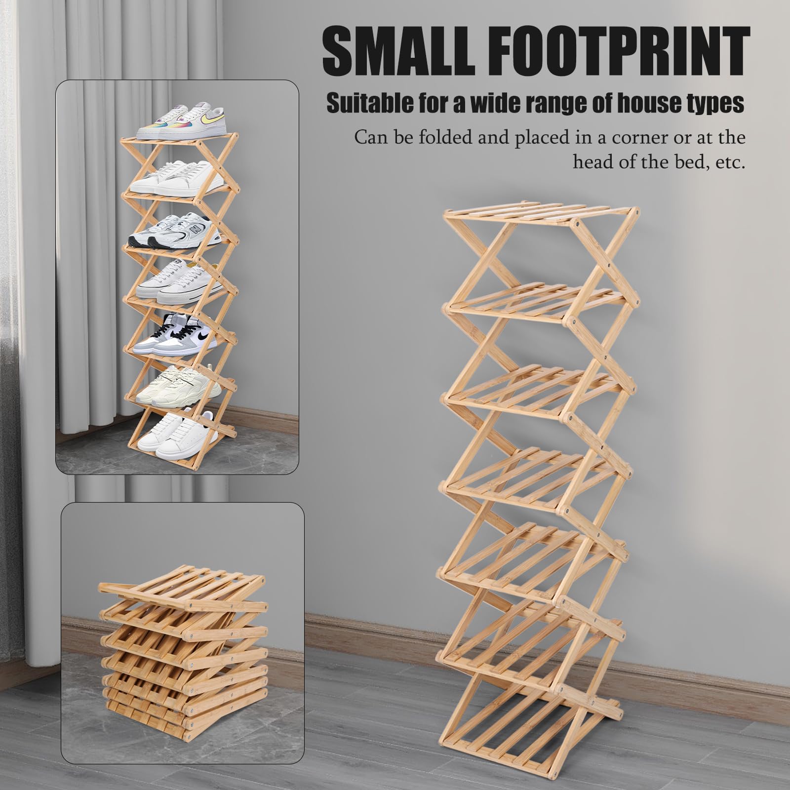 Scarpiera verticale stretta, scarpiera portatile pieghevole a 7 ripiani, senza installazione, scarpiera autoportante per corridoi, camere da letto, soggiorno, angoli e piccoli spazi (7 ripiani)