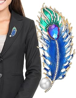 Broches de Penas | Alfinete e broche de penas de pavões de luxo - Acessórios para vestido de broche de lapela com alfinete de gravata para terno de cristal, estilo pena de pavão Maxten