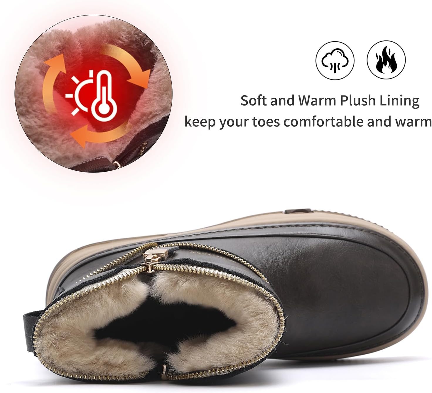 Women's Warm Snow Boots Cold Weather Winter Boots Fur Lined Comfortable Lightweight - Image 5