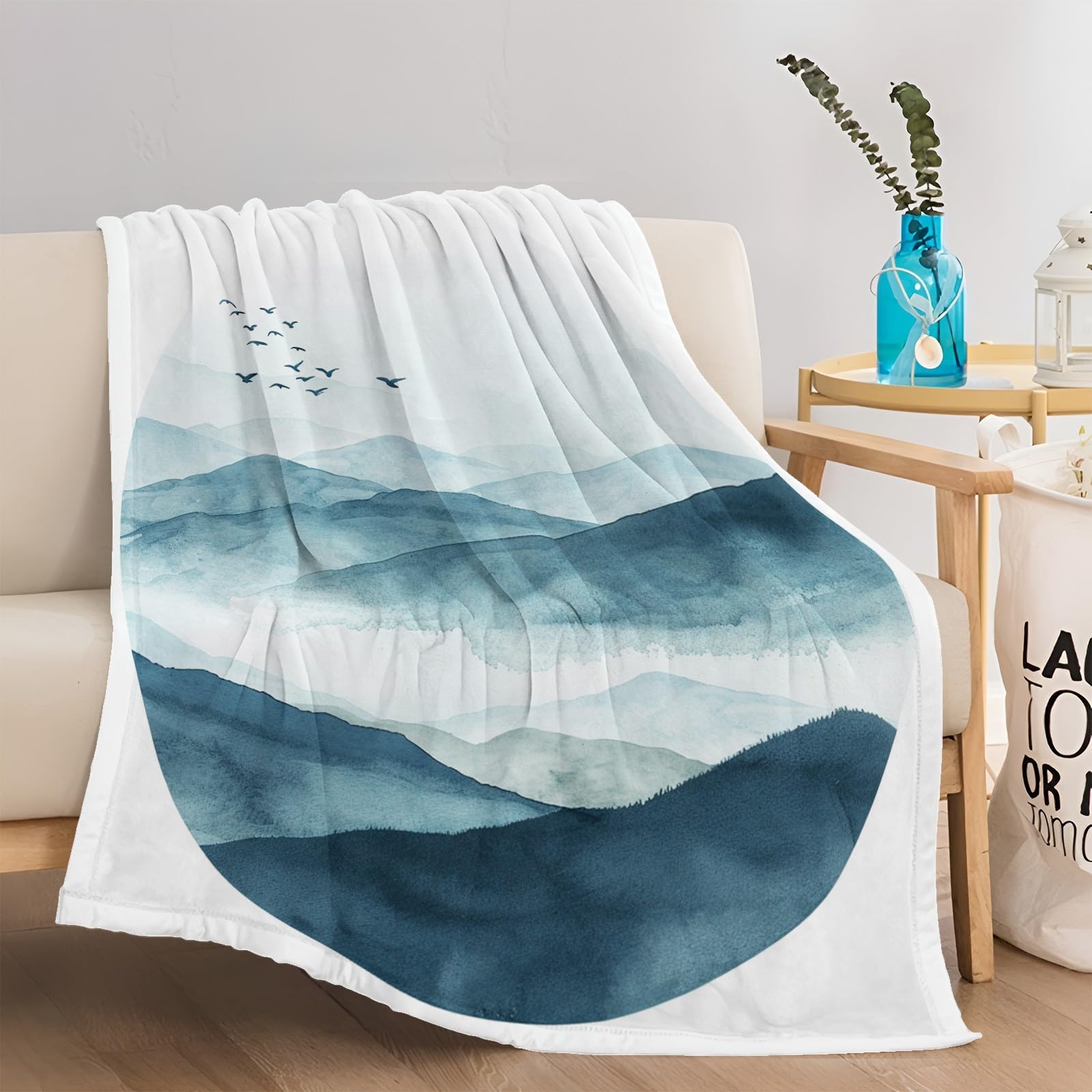 Générique Plaid Couverture Polaire 180x200 cm Paysage De Montagne Couverture Polaire en Microfibre Douce, Couverture en Peluche Chaude et Confortable pour Canapé ou Lit