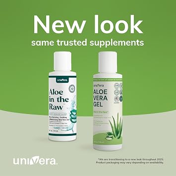 Univera Aloe in the Raw, Made with 100% Pure Organic Aloe Vera Gel, Suitable for All Skin Types, Sunburn Relief, No Sticky Residue, 4.0oz.