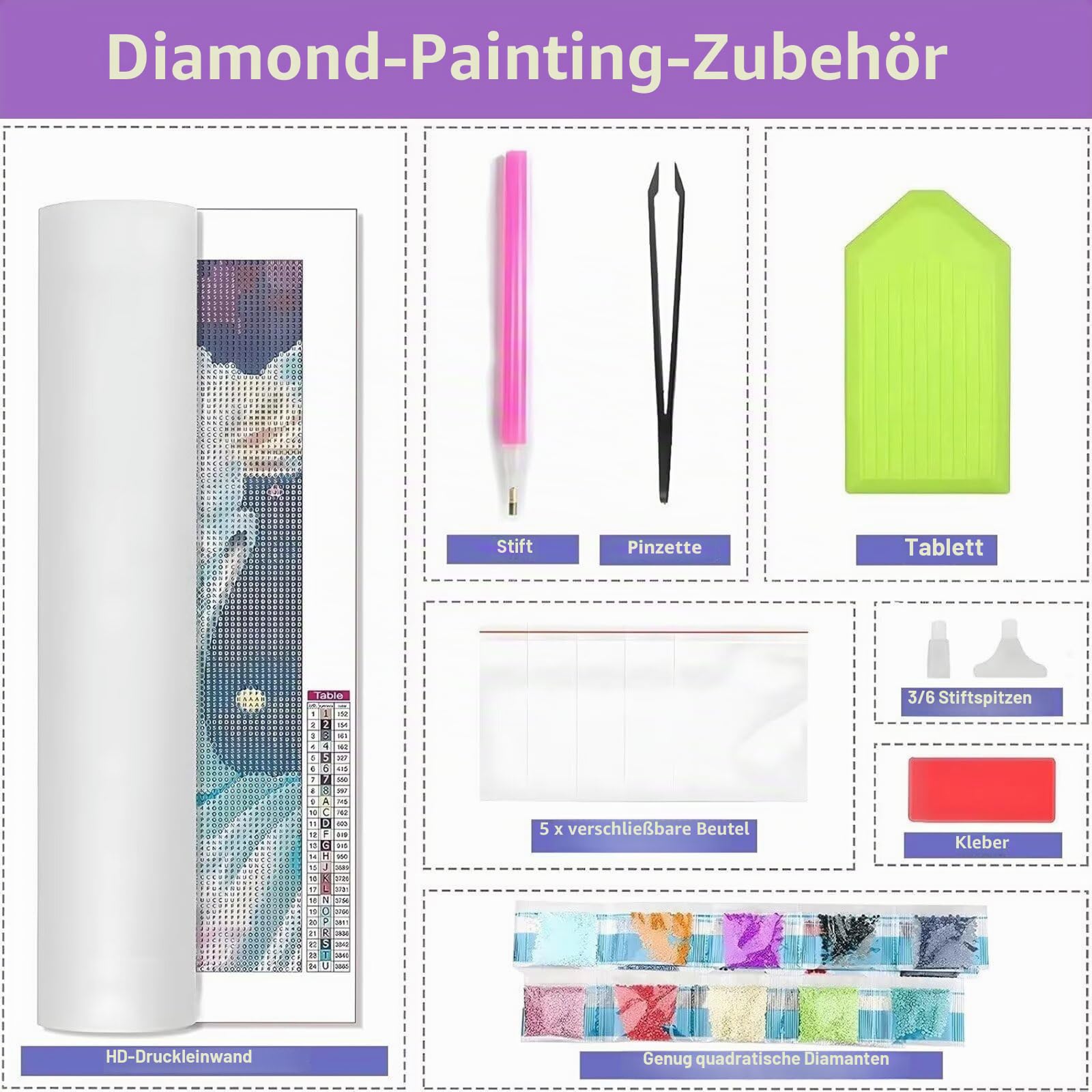 Diamond Painting Farbe Diamond Painting Erwachsene Groß XXL 150x60 cm, 5D Tier Diamant Malerei Bilder Basteln Mädchen ab 8 Jahre, DIY Eckige Steine Stickerei Cross Stitch Malerei Deko Wohnzimmer Z0-76