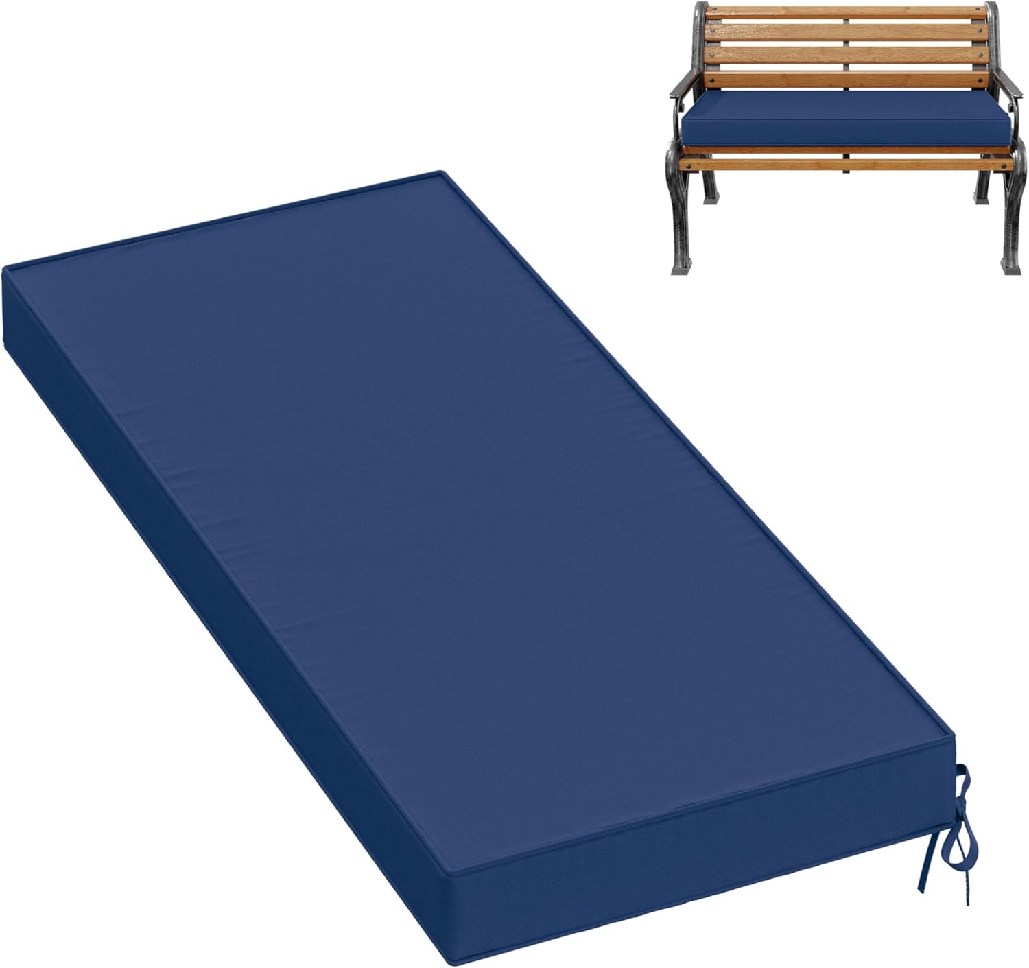 Premium Outdoor Bench Cushions for Patio Furniture 3.5inches Memory Foam Bench Cushion Waterproof Fade Resistant Porch Swing Cushions with Straps 42×18 Inch Blue 42'' x 18'' x 3.5'' Blue