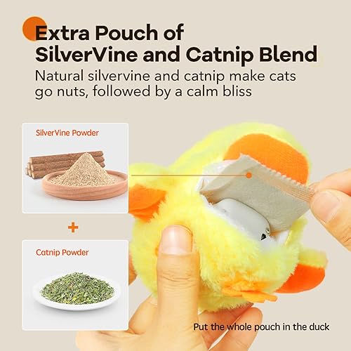 Miniatura 10 de Potaroma Juguetes para gatos recargables, gorrión de pájaro, tweet de chirrido realista, juguete de gatito activado por el tacto, juguetes