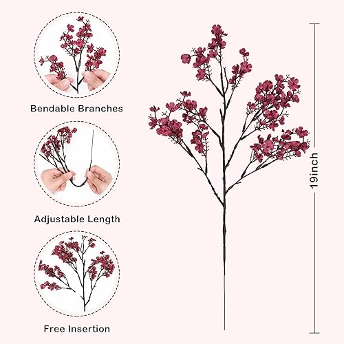 Miniatura 5 de Waipfaru 6 Piezas Flores Artificiales de Seda Gypsophila (Aliento de Bebé) Ramos a Granel Tacto Real Tallos de Otoño para Decoración de Otoño Acción