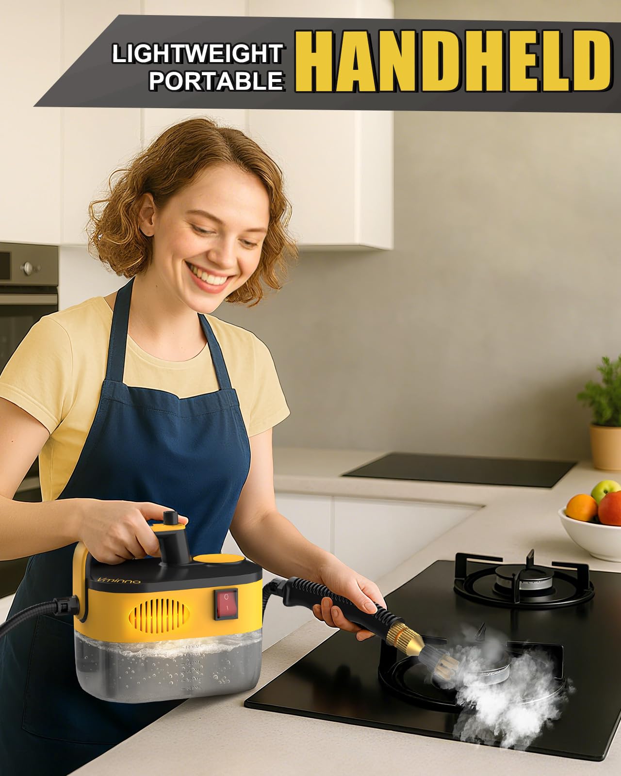 Pulitore a vapore da 2500 W, serbatoio XL da 1200 ml, pressione 3,5 bar, 6 impostazioni di vapore, riscaldamento rapido 15 secondi, 12 strumenti per malta, tappezzeria, elettrodomestici