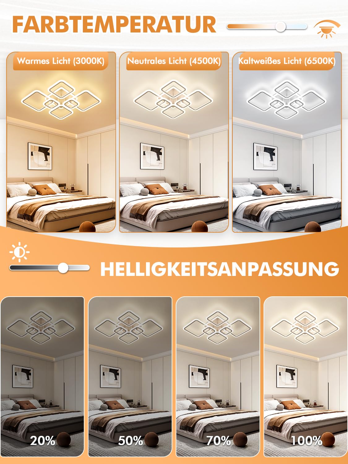 Viugreum 120W LED Deckenleuchte, 12000LM LED Deckenlampe Wohnzimmer, 3000K-6000K Dimmbar Rechteckige Wohnzimmerlampe mit Fernbedienung APP, 100cm deckenlampe mit Memory für Wohnzimmer Schlafzimmer