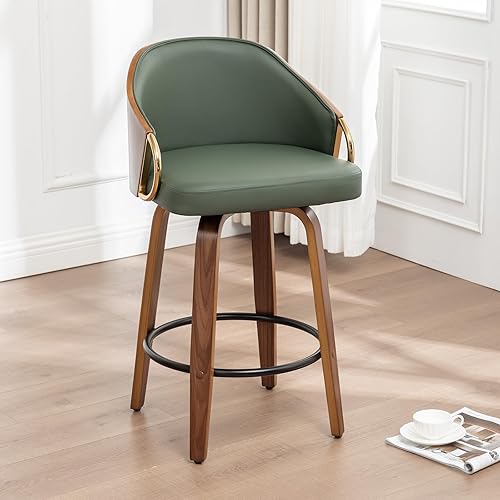 Miniatura 38 de Taburetes de bar de altura de mostrador, sillas de bar modernas ajustables de mediados de siglo con patas y brazos de acero inoxidable dorado para