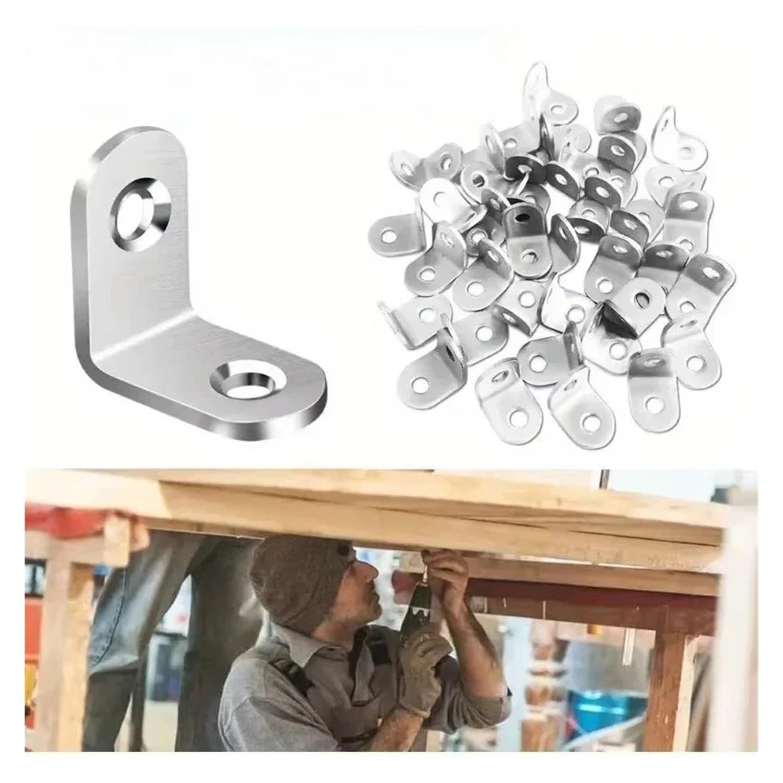10 ~ 100 piezas de soporte de ángulo de 90 grados galvanizado en forma de L | 20x20mm 30x30mm, tornillos incluidos for construcción de muebles de bricolaje(50pcs 20mmx20mm)