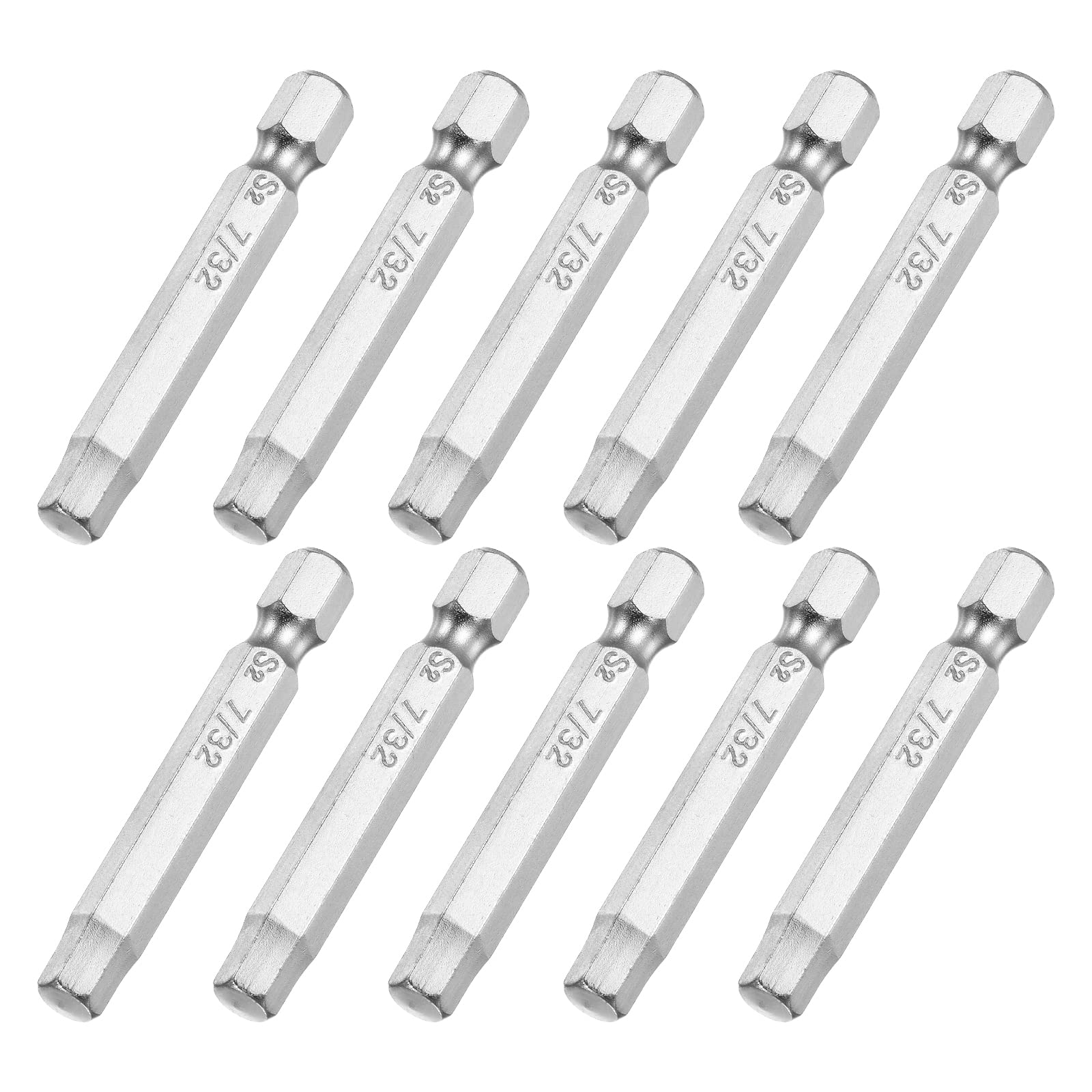 uxcell 7/32" Magnetic Hex Head Screwdriver Bit, 1/4" Hex Shank 2" Length S2 Steel Power Tool, 10 Pcs