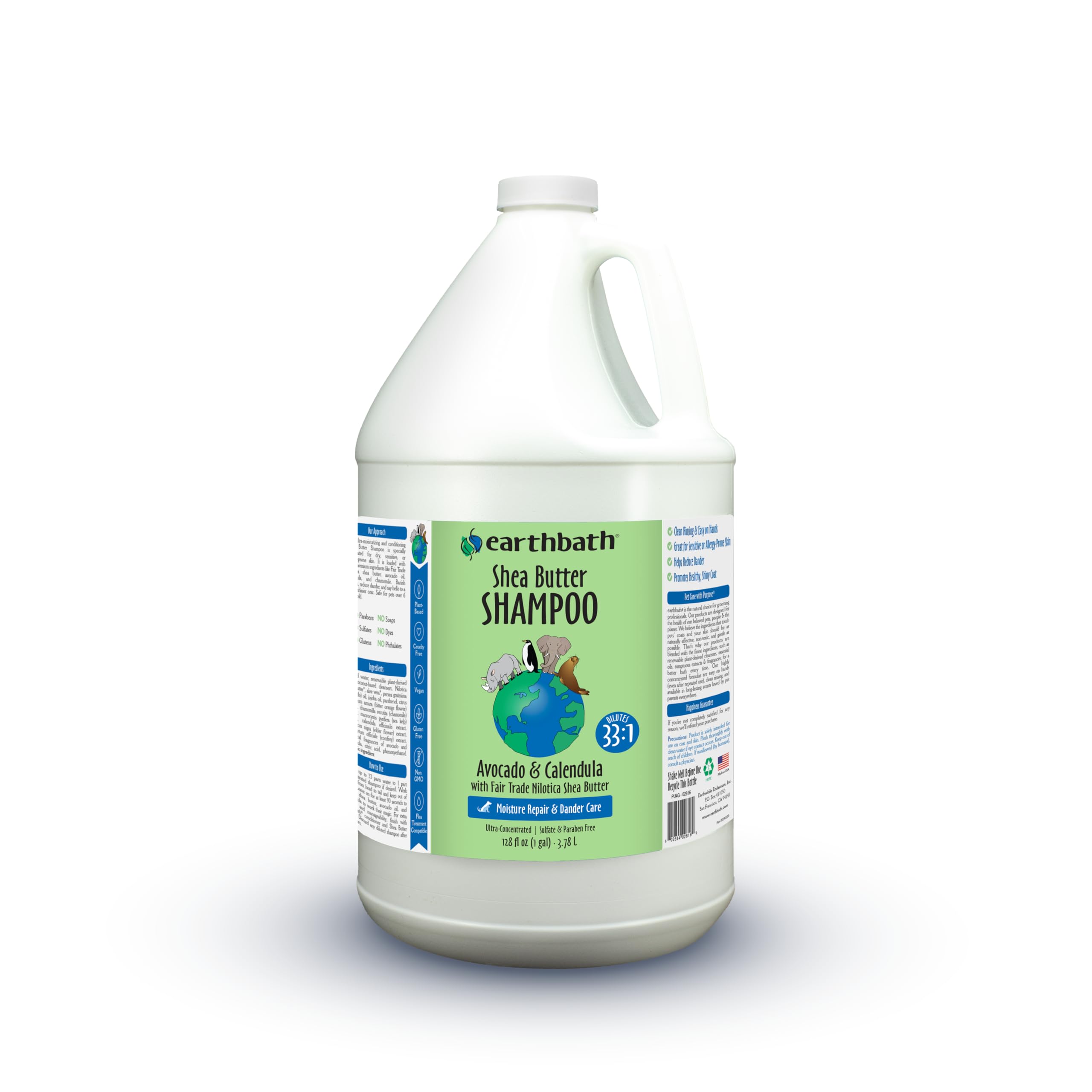 earthbath Shea Butter Shampoo - Hypoallergenic Dog Shampoo Sensitive Skin, Sensitive Dog Shampoo, Dog Bath Wash, Dander Care, Cruelty-Free, Vegan,