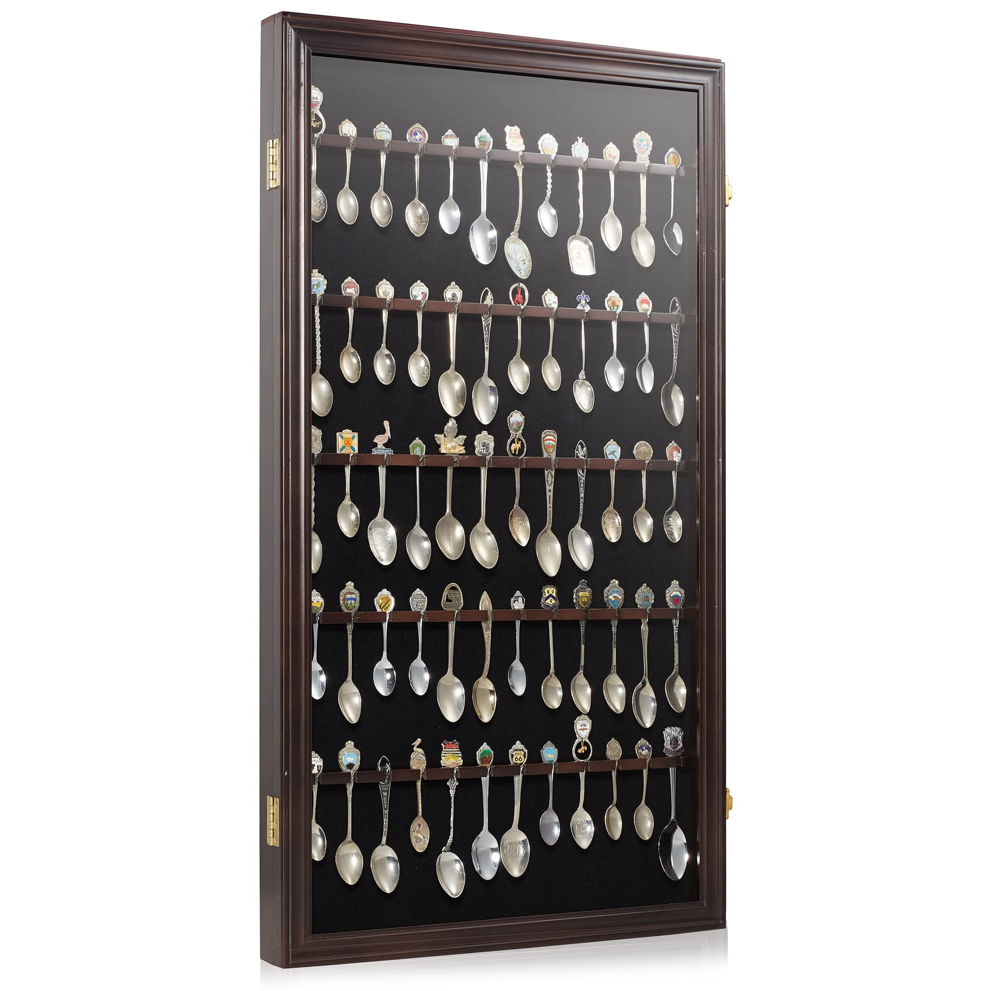 Buy Reminded 60 Souvenir Spoon Display Case, Solid Wood Collector Rack