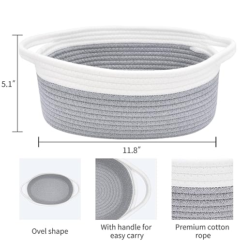 Miniatura 8 de ABenkle canasta pequeña de almacenamiento de 12 x 8 x 5 pulgadas, para estante, canasta bonita hecha de cuerda, para almacenamiento en las