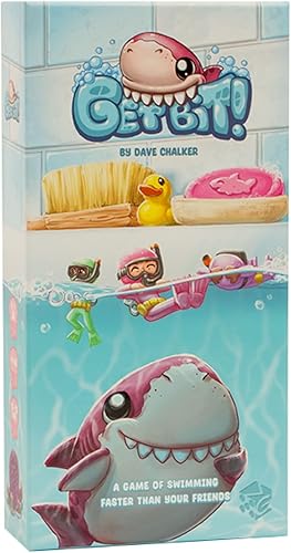 Greater Than Games Get Bit - Juego de cartas familiar, escape del tiburón, juego de fiesta de bluffing empuja tu suerte, basado en números, a partir