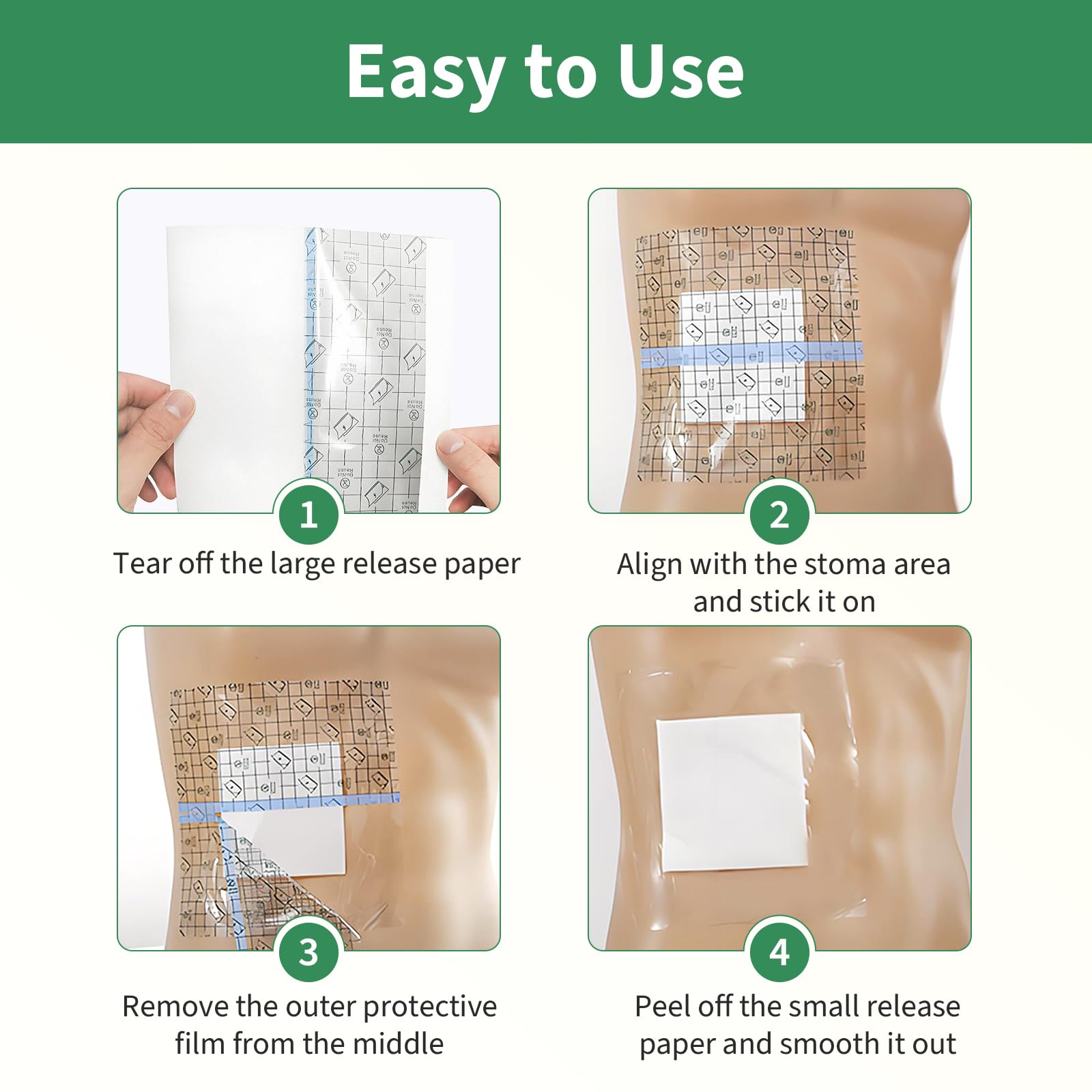 DERAYMI 50pcs Stoma Zubehör Stomabeutel Abdeckung, 25×25cm Duschschutz Wasserdichtes Ostomy Bag Protectors Für Kolostomie, Ileostomie Und Urostomie