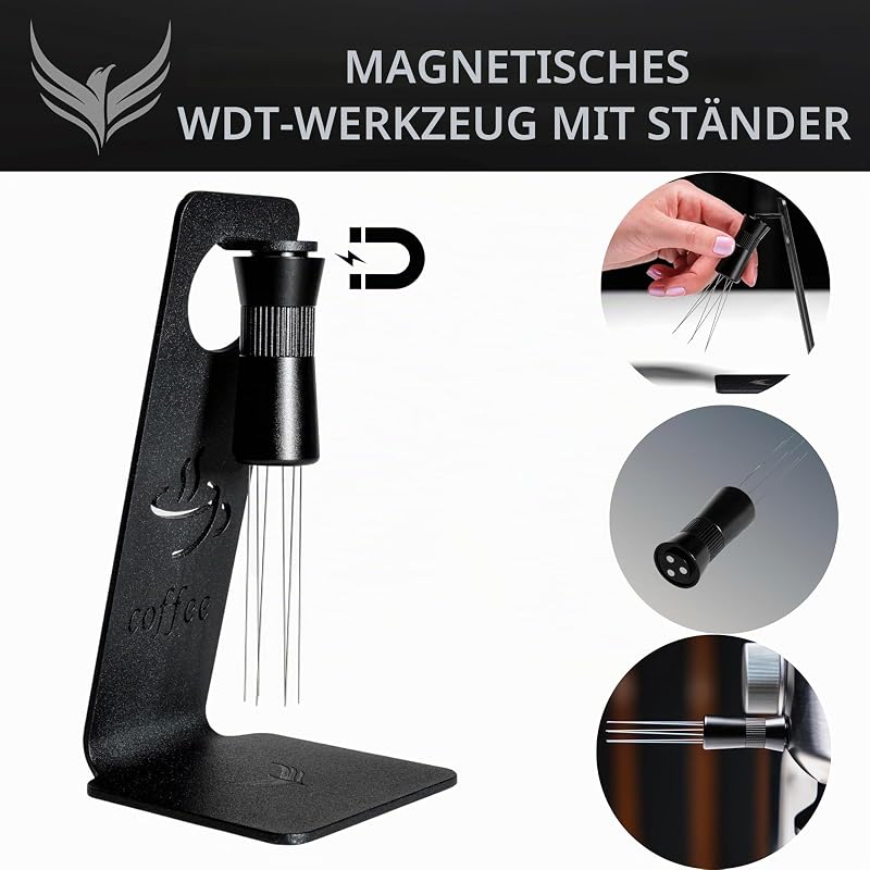 KNODOS Distribuitor cu ace pentru espresso, dozator reglabil de 0,25 mm și 0,4 mm, instrument magnetic pentru pregătirea cafelei, accesoriu barista pentru espressor cu pârghie