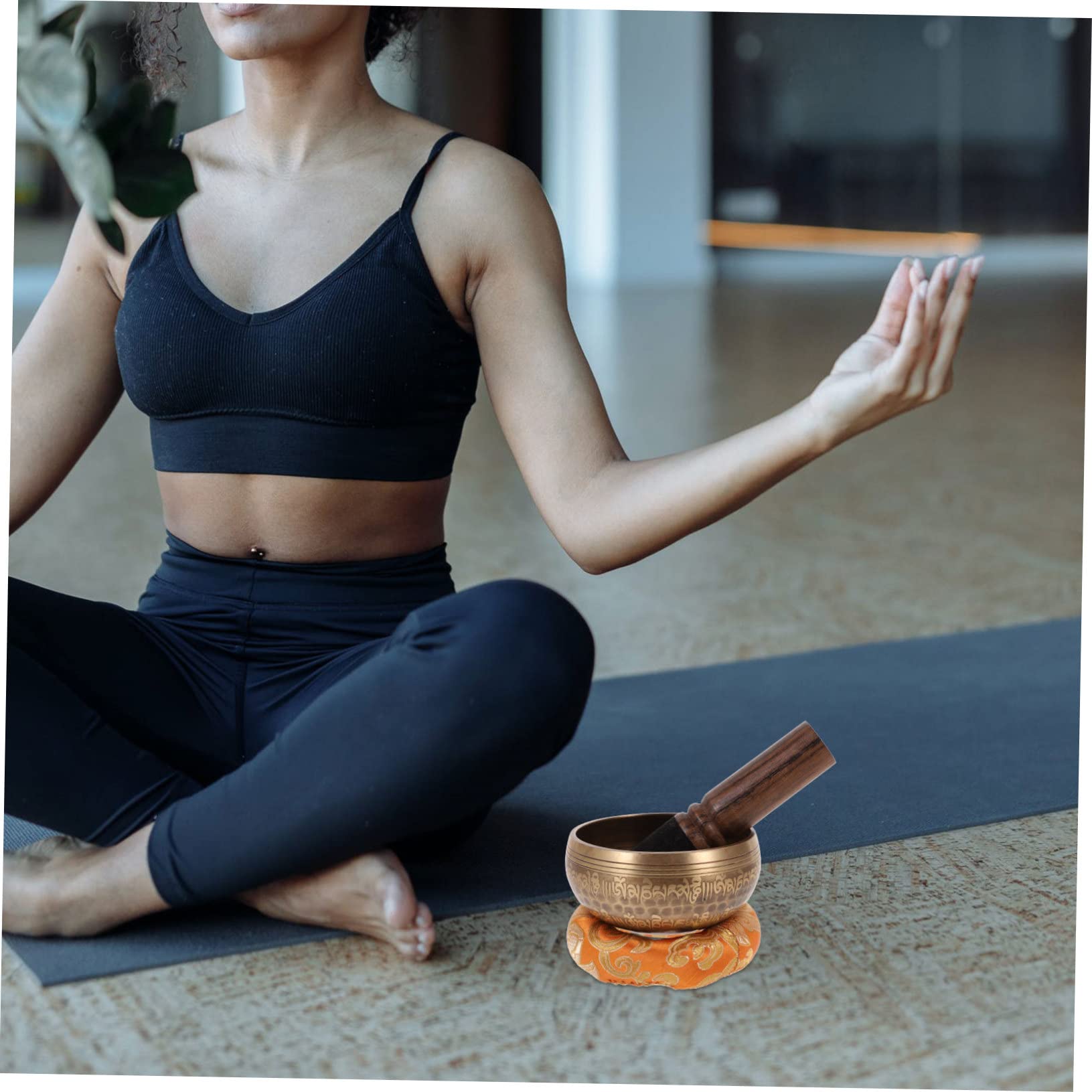 1 Set Ciotola Himalaya Ciotola per yoga Ciotola tibetana buddista Buddha Rame Buddismo Ciotola Ciotole tibetane per principianti Ciotola per meditazione Yoga Decor Ciotole sonore Nepal Panno multif