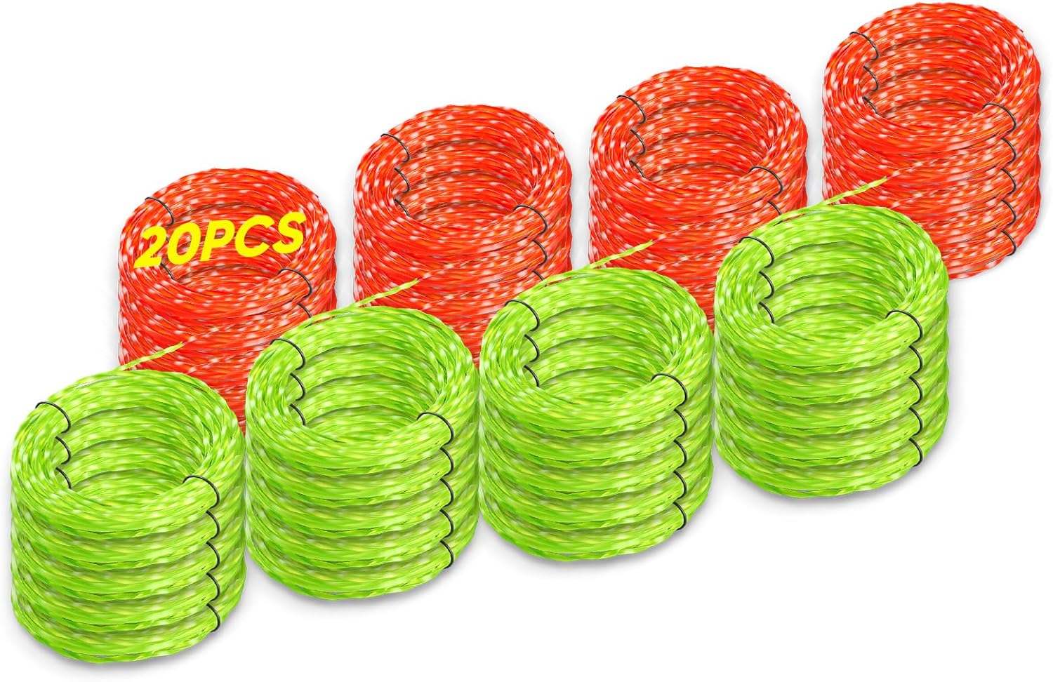 YWTESCH 20 Pack AL2420PD 0.095" Twist Dual Color Pre-Cut Trimmer Line for All EGO 15" String Trimmers, 280FT Heavy Duty Weedeater line Replacement Compatible with EGO Weed Wacker