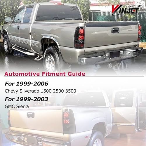 Miniatura 5 de Winjet Luces traseras LED aptas para Chevrolet Silverado 1999-2006 y 1999-2003 GMC Sierra montaje de luz trasera con luz LED intermitente/luz de