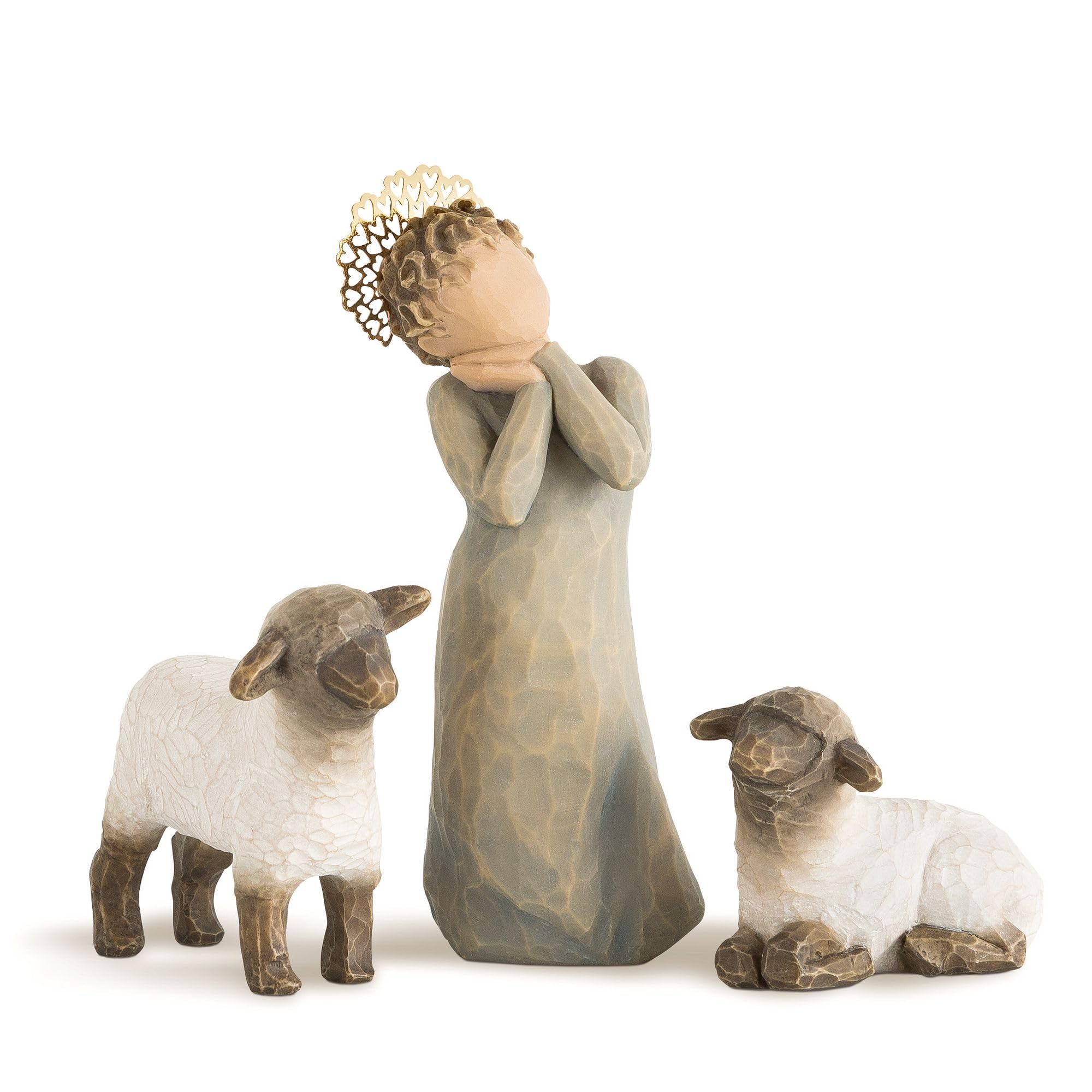 Willow Tree Multicolored (Likely With White As A Prominent Color) Little Shepherdess With Lambs Nativity Figurine 26442 Susan Lordi
