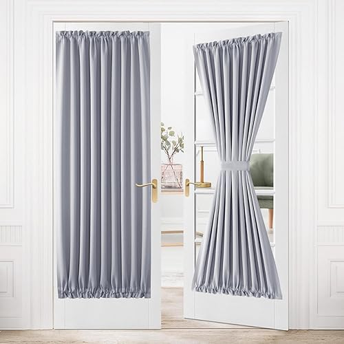 Miniatura 542 de DWCN Cortinas para puerta francesa: cortina térmica con bolsillo para barra para puertas con ventana de cristal, puertas de cocina y patio
