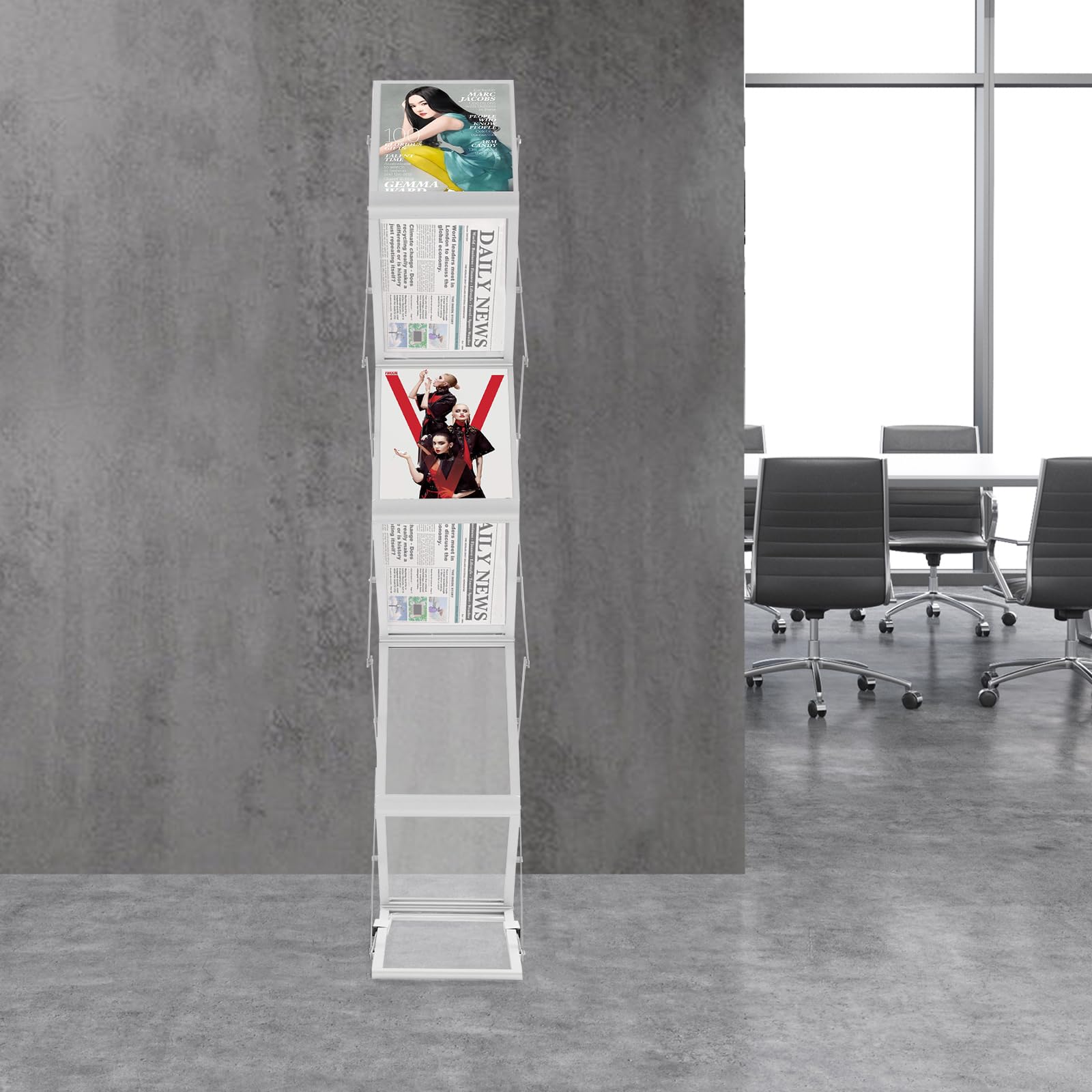 A4 Prospektständer, Faltbar Prospektständer Prospektaufsteller mit 6 Broschüren, Tragbarer Zeitschriftenständer für Büro, Einzelhandel und Messe-Ausstellungen