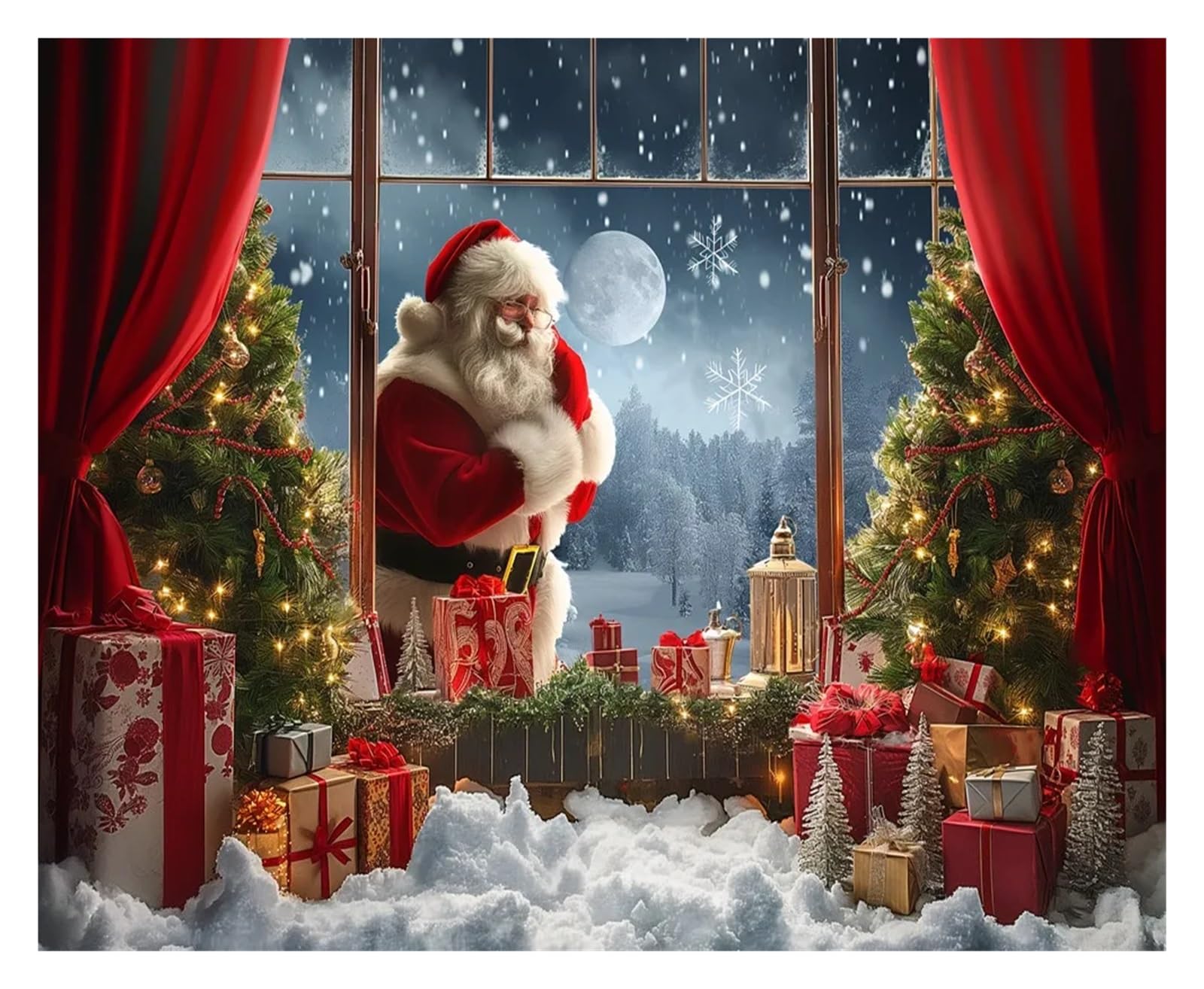 Weihnachts-Fotohintergrund – Winterliche Wald-Szene Mit Tannenbäumen, 3 X 2,4 M, Vinyl