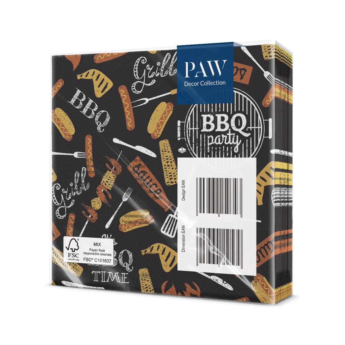 PAW 3 Ply Napkins. 33 x 33 cm Pack of 20. Printed with Water-Based Paints. Table Decoration. It's The time to Celebrate! Napkins - Image 2