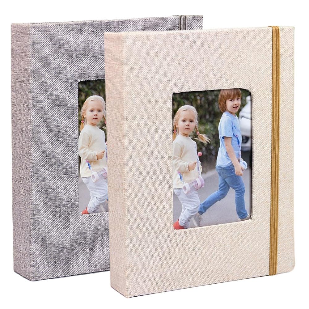 Belegao 2pcs Small Photo Albums Slip in 6x4 Photo Album with Picture Window