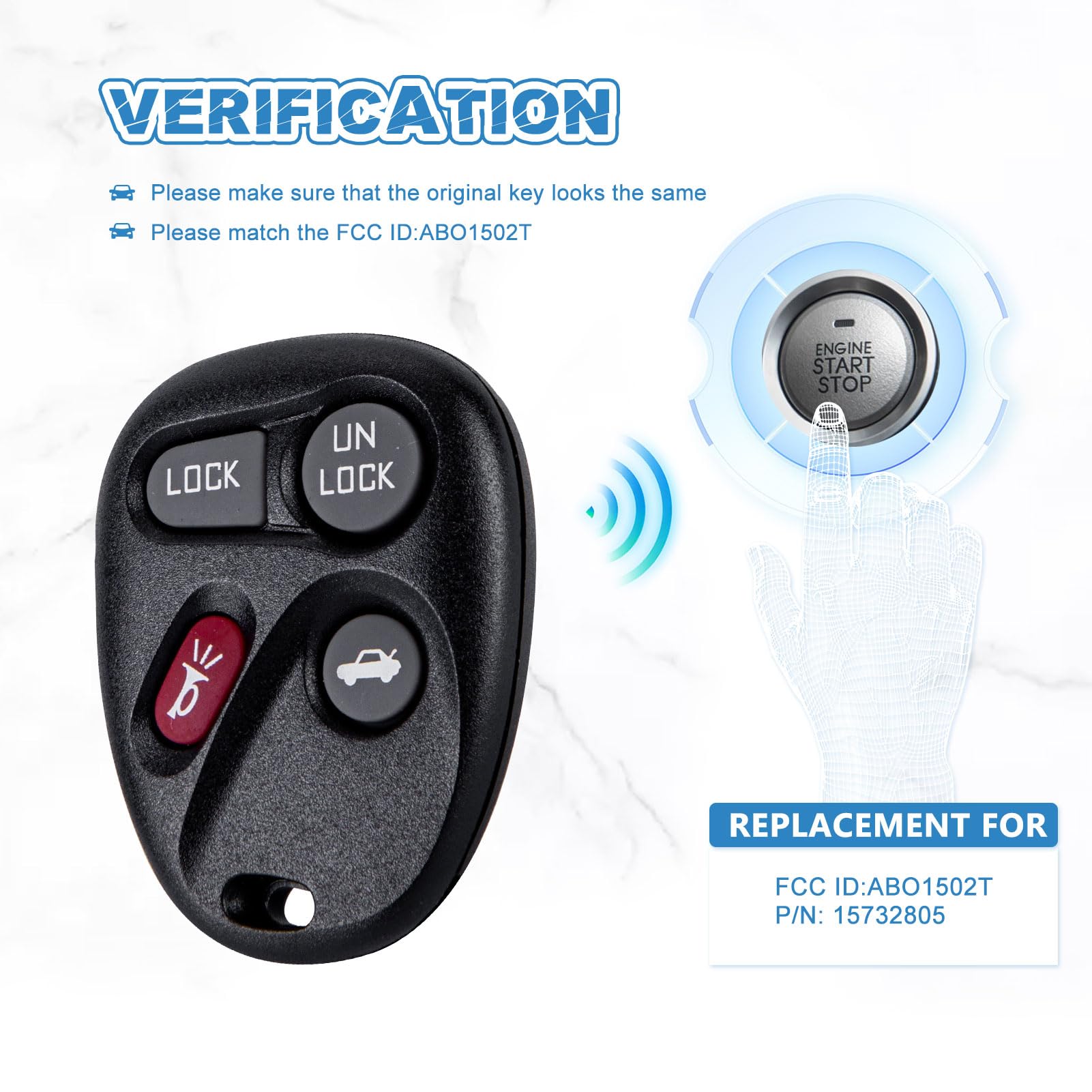 Replacement Key Fob For 1996-2002 Chevy Suburban Tahoe GMC Yukon - 3 Button Remote 315MHz