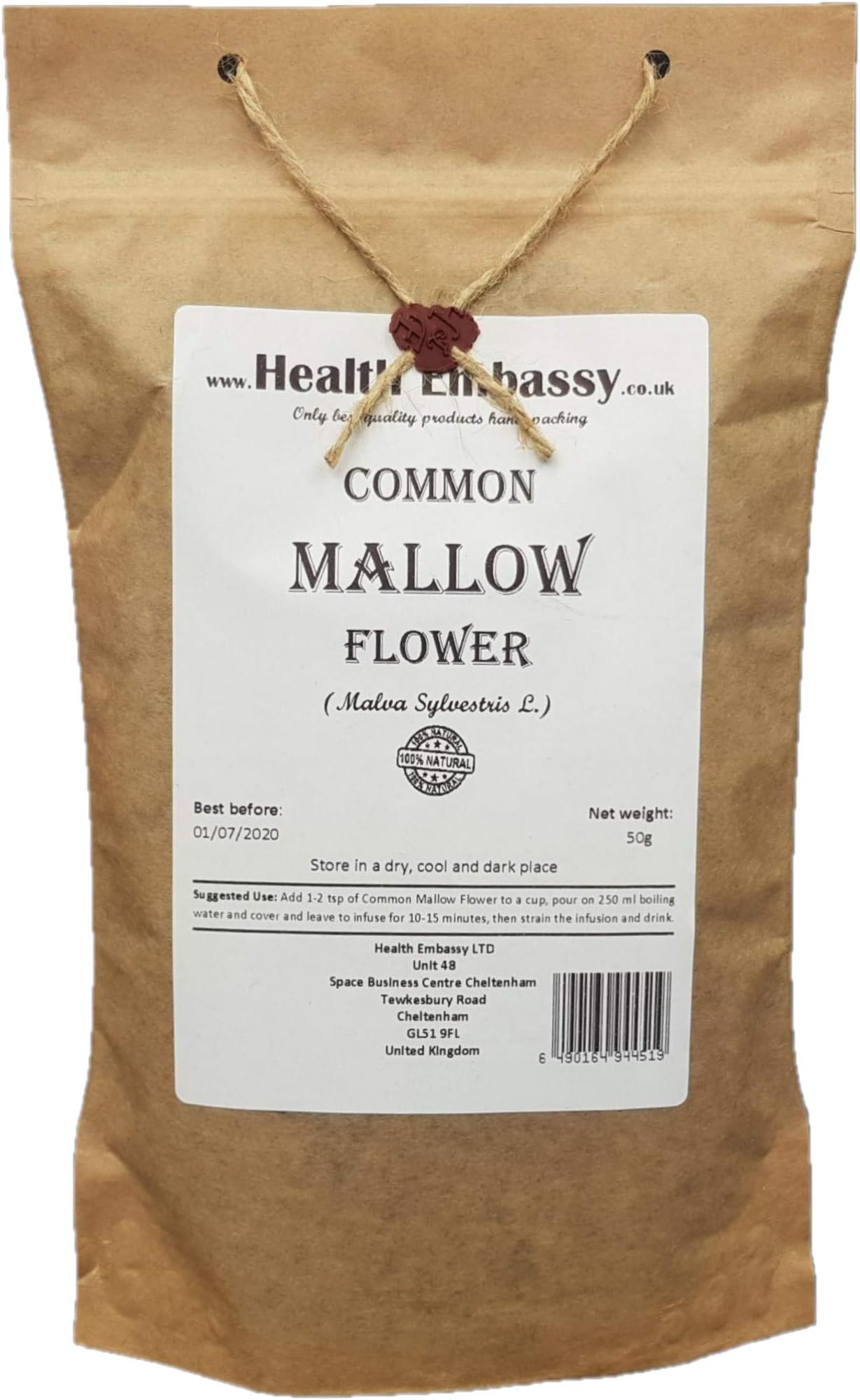 Herba Organica - Sylvester Mauve Flower - Malva Sylvestris L - Common Mallow Flower (50g)
