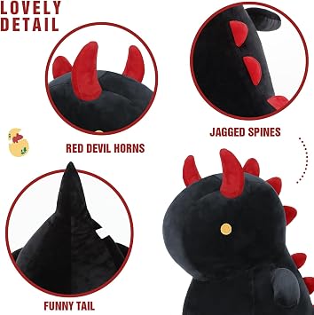 Ditucu Cute Dinosaur Plush Dino Stuffed Animal Plushies Toys Super Soft Dolls Birthday Gifts for Kids Girls Boys Black 10 inch